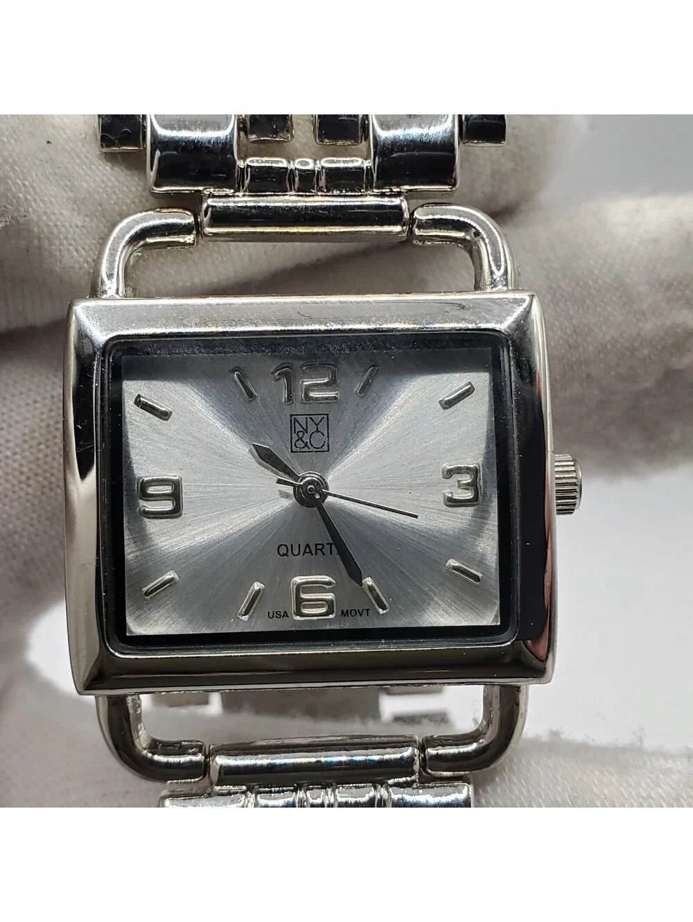 NY&C Watch 26mm Womens Rectangle Silver Tone New Battery